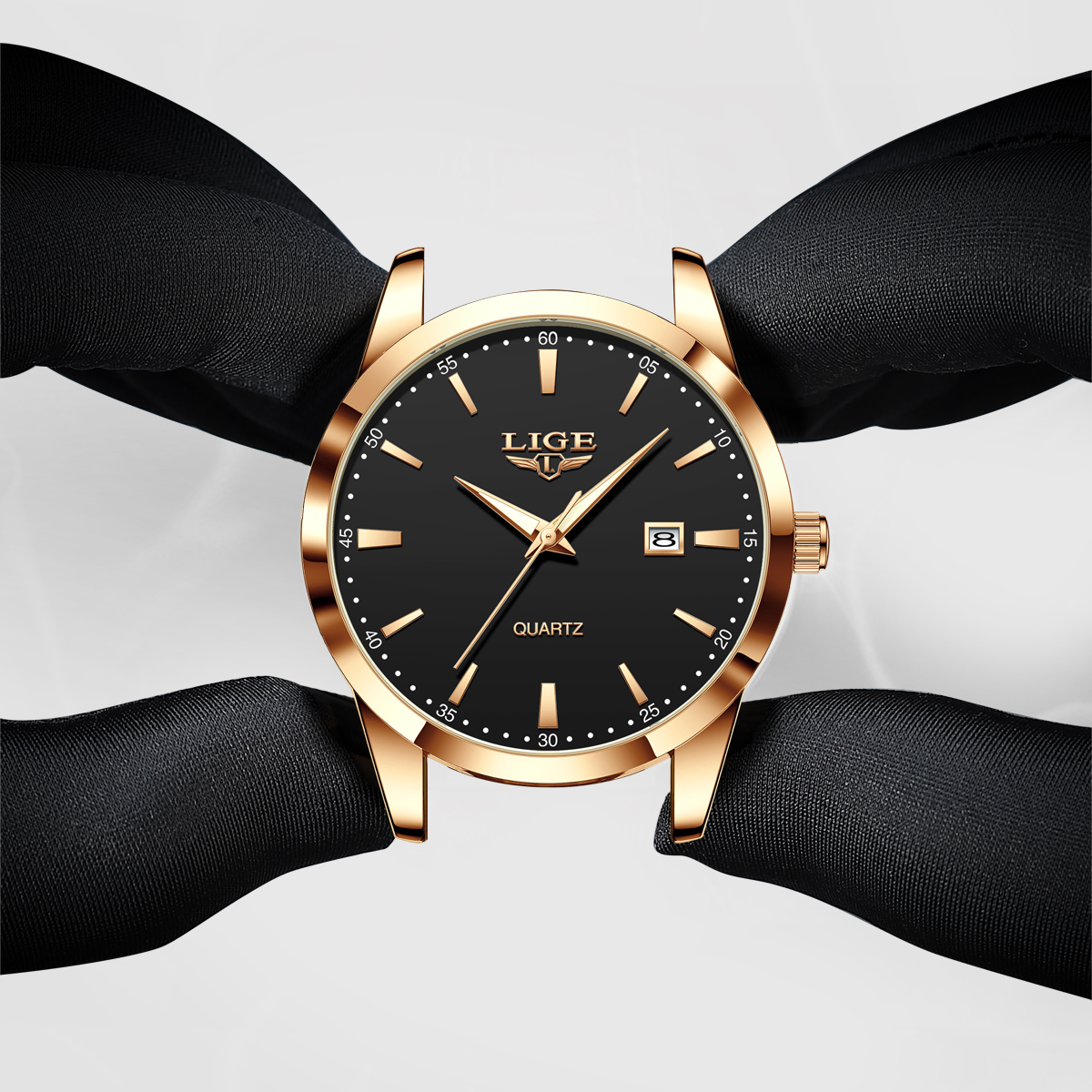 LIGE Men's Business Quartz Watch Premium Brand Watch Premium Leather strap Classic dial Men's Waterproof Watch Three pin calendar watch Holi