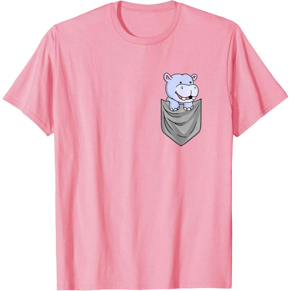 T shirt Mens Hippo In Pocket Hippopotamus Gift T-Shirt shirts tshirt graphic tee Casual tops summer clothes Short sleeve Free shipping