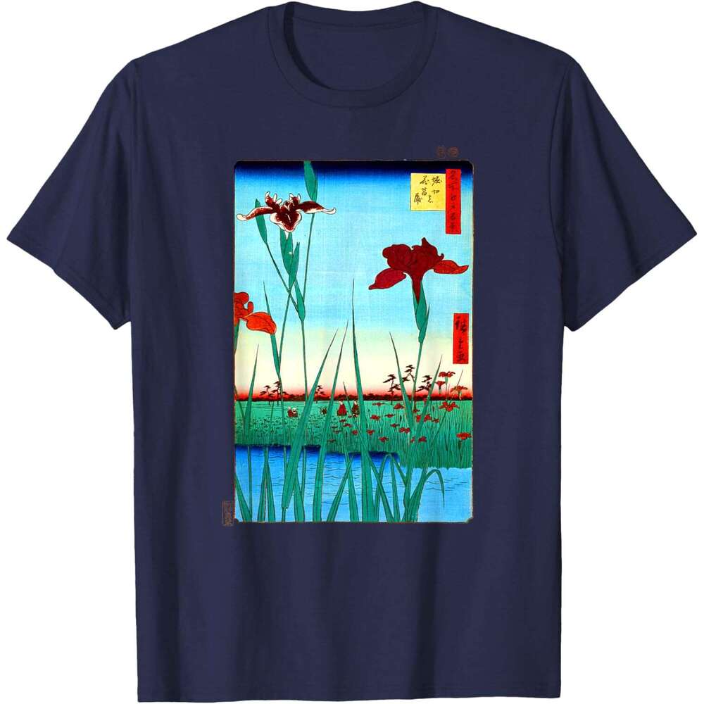 T shirt Mens Japanese Art, Hiroshige Woodblock Art Design Tee shirts tshirt graphic tee Casual tops summer clothes Short sleeve Free shipping