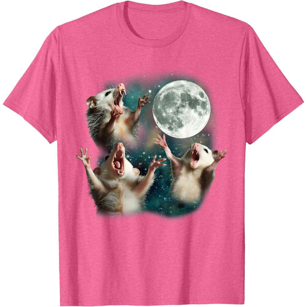 T shirt Mens Three Possum Moon 3 Opossum Funny Weird Cursed Meme T-Shirt shirts tshirt graphic tee Casual tops summer clothes Short sleeve Free shippi