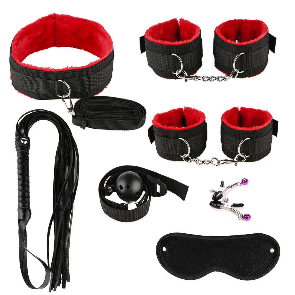 factory price SM bondage restraint nylon 7 Pcs Bed Bondage Kit BDSM Fetish toy