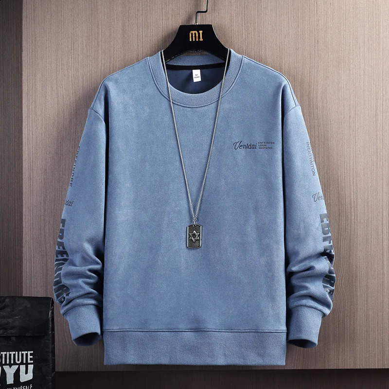 Autumn Spring 2024 Hoodies Sweatshirt For Mens Grey Blue Hip Hop Punk Pullover Streetwear Casual Fashion Clothes OverSize 5XL 240805