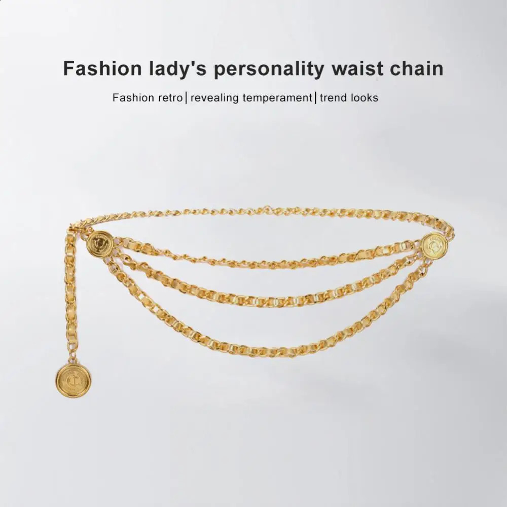 Metal Tassel Chain Waist Chain Belt For Women Temperament Retro Pendant Decoration Simple Durable Thin Belt240723