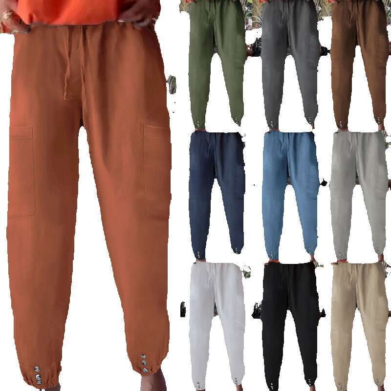 2024 New Loose Fit High Waisted Cropped with Wide Legs and Mid Waist Micro Elastic Womens Pants Nine Points Waterproof Trousers Man Jeans for Pregnant