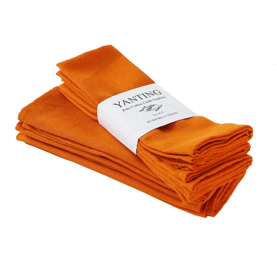 6 Pack Table Napkins Cloth Kitchen Tea Yellow Orange Color Towel for Wedding 18 X 12 Inches Durable Reusable for Family Dinners 240805