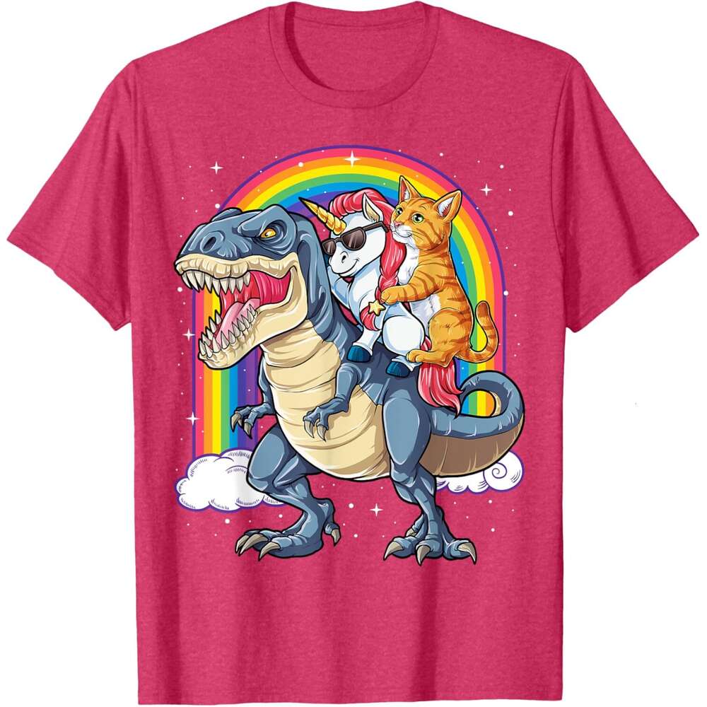 T shirt Mens Cat Unicorn Riding Dinosaur T rex Kitten Lover Space Galaxy T-Shirt shirts tshirt graphic tee Casual tops summer clothes Short sleeve