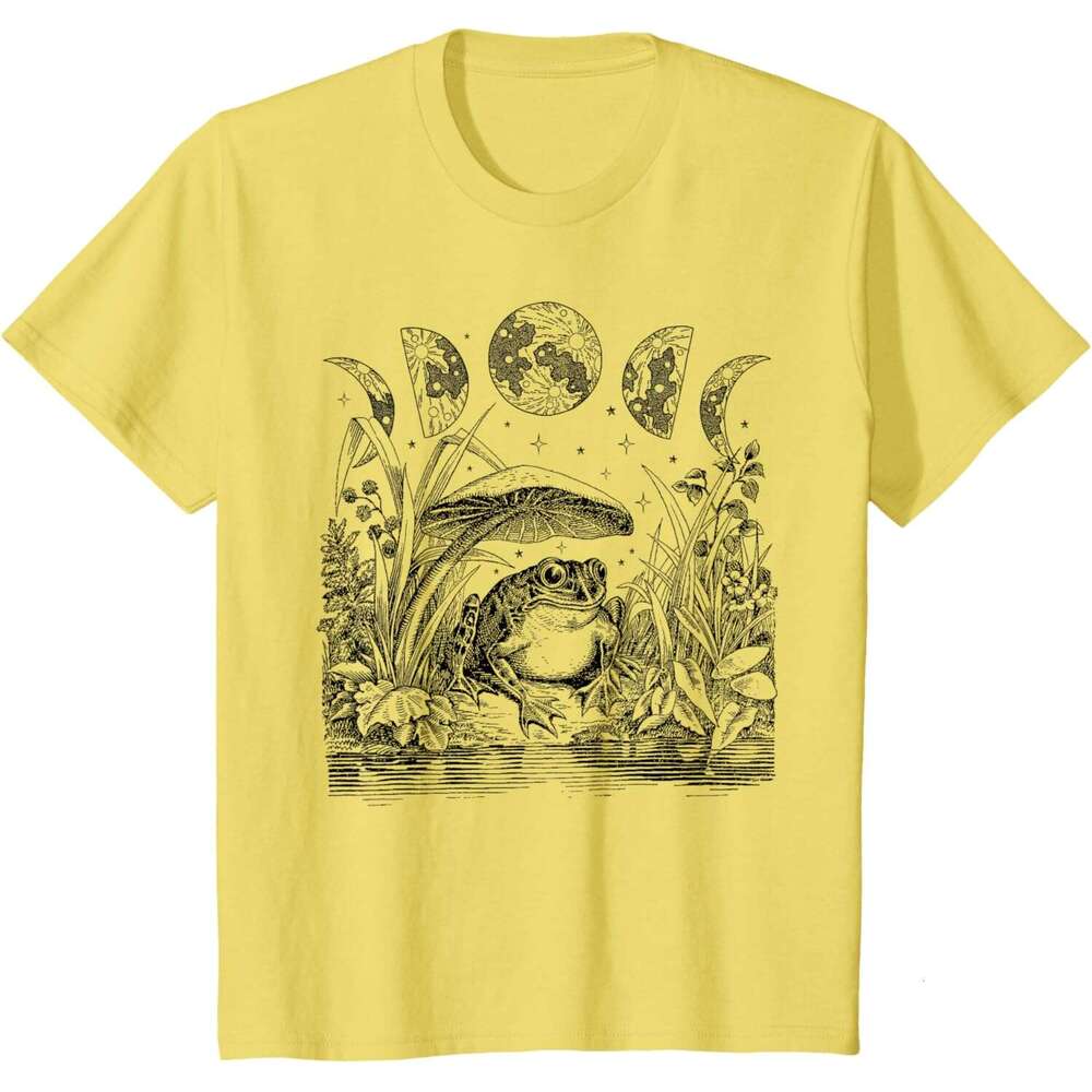 T shirt Mens Cute Cottagecore Aesthetic Frog Mushroom Moon Witchy Vintage Short Sleeve T-Shirt shirts tshirt graphic tee Casual tops summer clothes Fr
