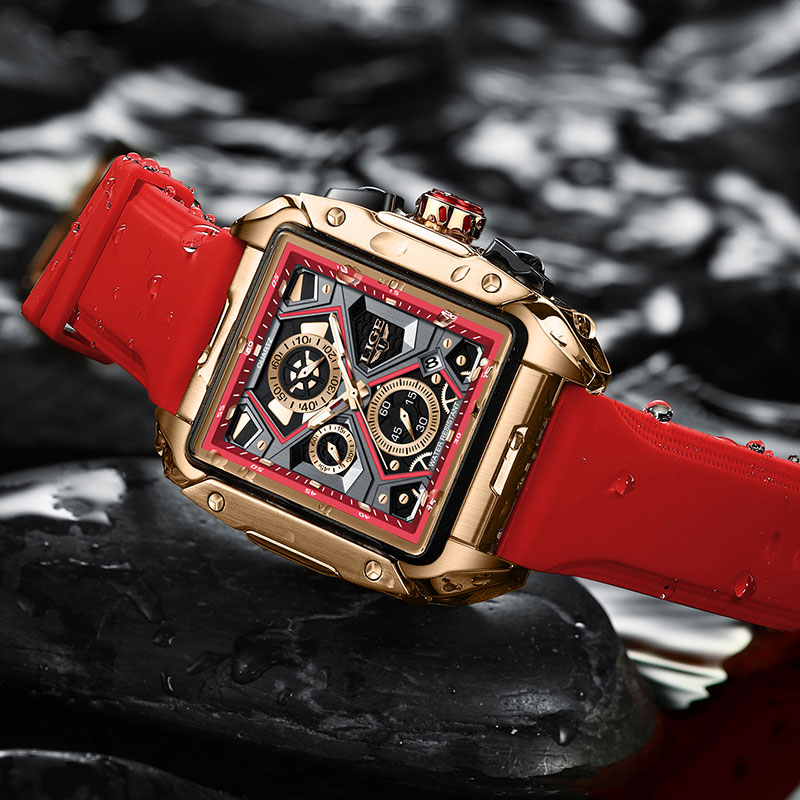 2024 LIGE New Fashion Men Watch Top Brand Luxury Square Watch For Men Casual Sport Waterproof Quartz Chronograph Montre Homme