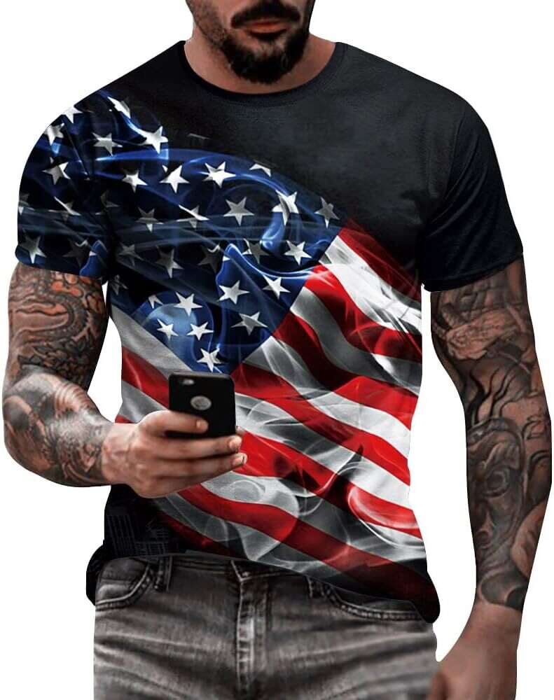 T shirt Mens USA Patriotic T-Shirts Shirts US Eagle Flag Soft Summer Short Sleeve Shirt for Men graphic tee Casual tops summer clothes Short sleeve