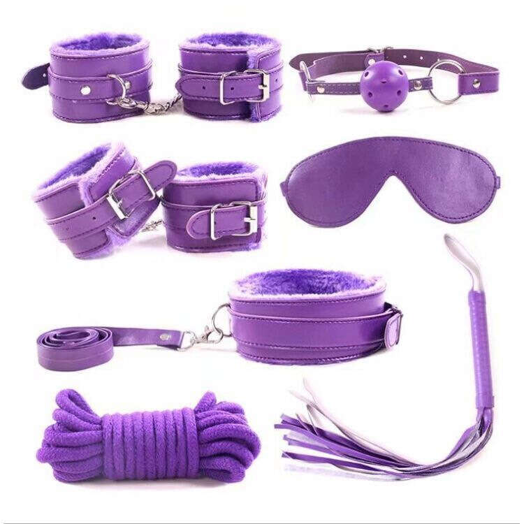 BDSM Sex Toy Sexy Slave Leather Bed SM Fetish Bondage Kit 10pcs Fetish Handcuffs Bondage Restraints for Adult Bondage Set