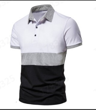 2023 summer short sleeved striped color matching polo shirt basic casual T-shirt men's clothing