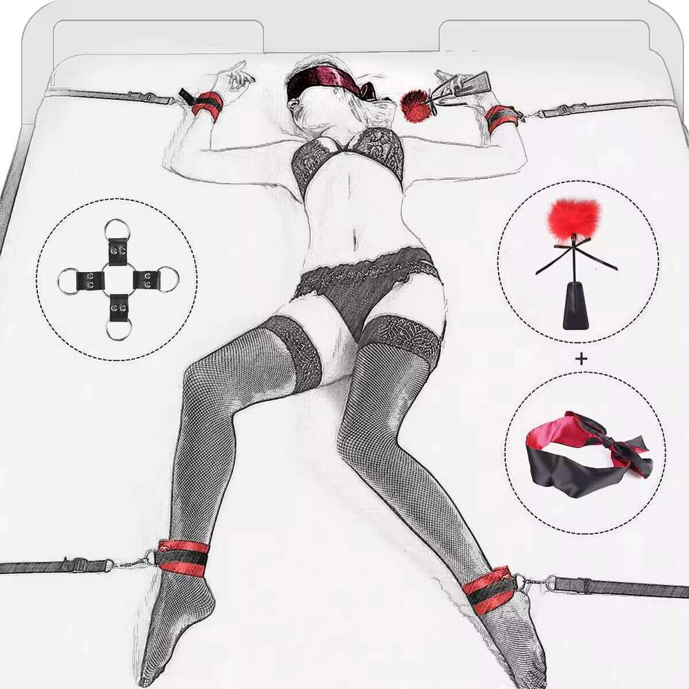 Wiseu Sex Bondage BDSM Kit bed Restraints Set Sex Toys with Hand & Ankle Cuff Bondage Collection & Blindfold & Tickler