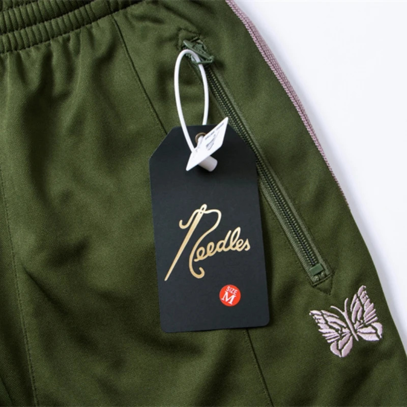 Fashion Nee dles Butterfly Embroidery Striped Sweatpants Loose Casual Mens Womens Wide Leg Pants 240805