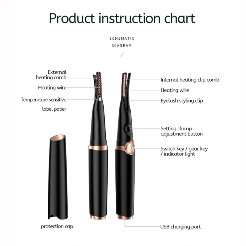 Electric heated eyelash curler USB charging for fast heating and natural longlasting makeup 240729
