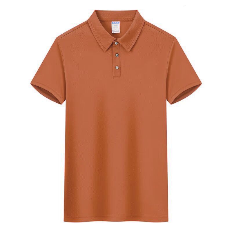 Summer solid color short sleeved mesh POLO shirt with casual loose button up collar for men's fashion