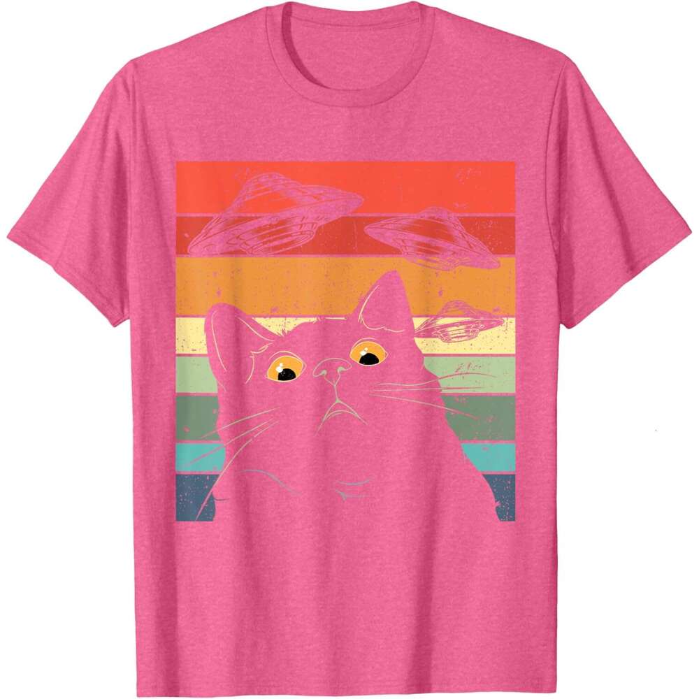 T shirt Mens Funny Tee, Galaxy Shirt Spaceship Alien Cat UFO T-Shirt shirts tshirt graphic tee Casual tops summer clothes Short sleeve Free shipping