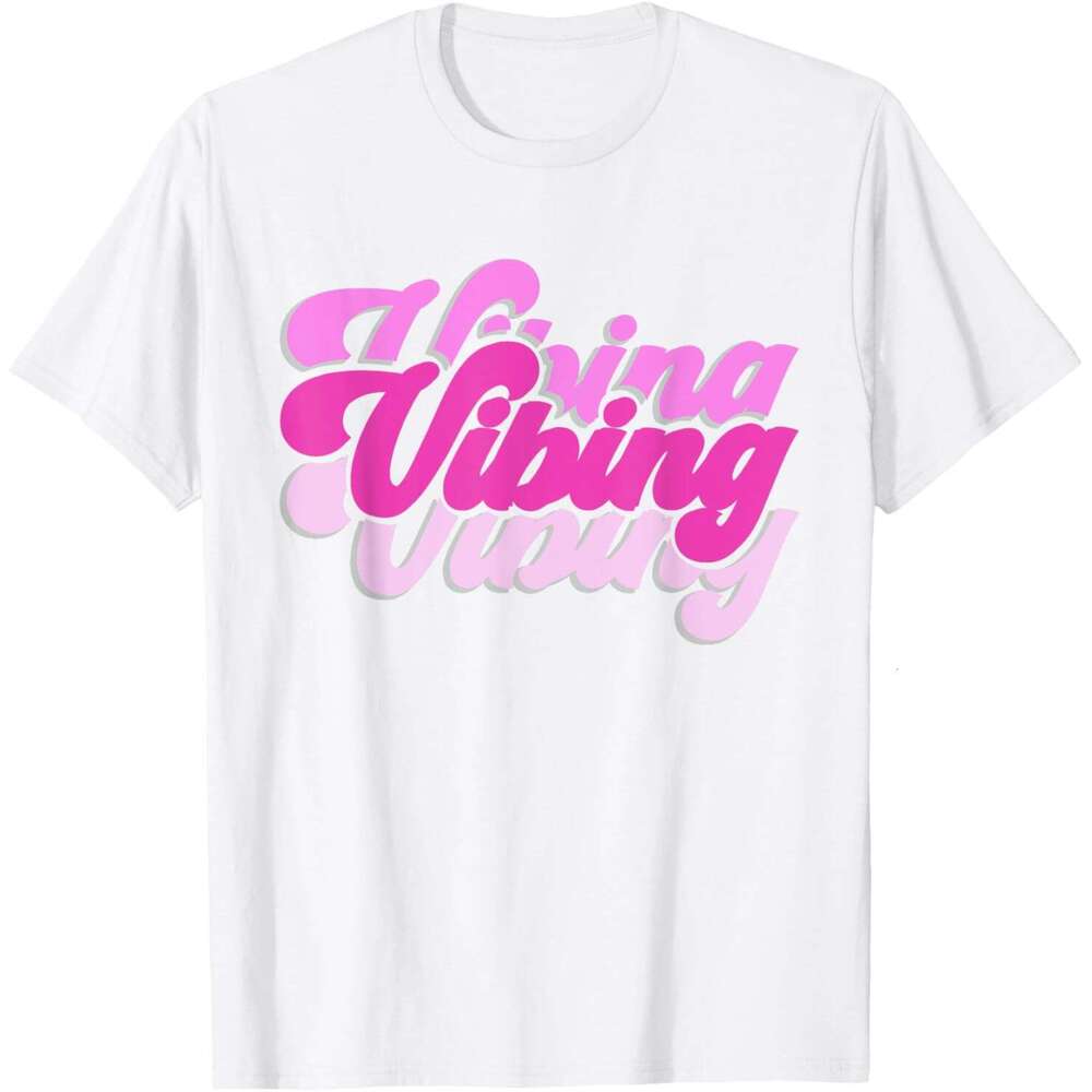 T shirt Mens Vibing Color Graphic Pink Vibes Only T-Shirt shirts tshirt graphic tee Casual tops summer clothes Short sleeve