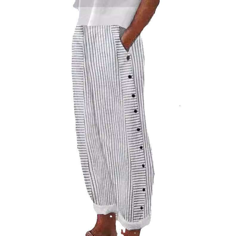 Casual Sportswear 2024 New Womens Striped Casual Pants Multi-color Optional Breathable Cotton Trousers Straight Tube Overalls Sport Military Pants for