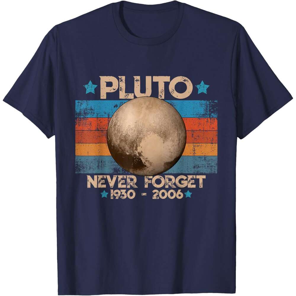 2025S Fashion Designer T Shirt Mens Vintage Never Forget Pluto Funny Retro Astronomy Space T Shirt Shirts Tshirt Graphic Tee Casual Tops Summer Clothe