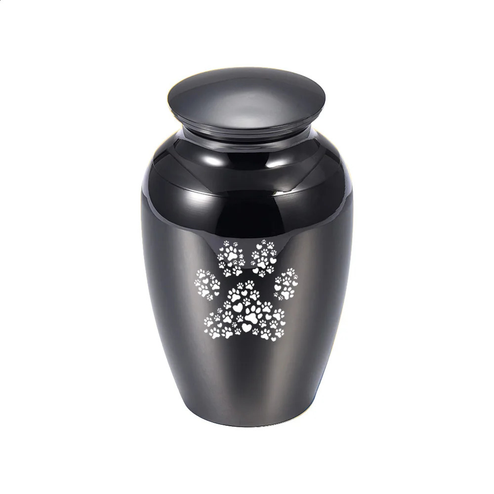 Aluminum Alloy Pet Caskets Urns Large Paw Print Memorial Urn Dog Cat Ashes Holder Cremation Urn for Human Pet Ashes BlueBlack 240805