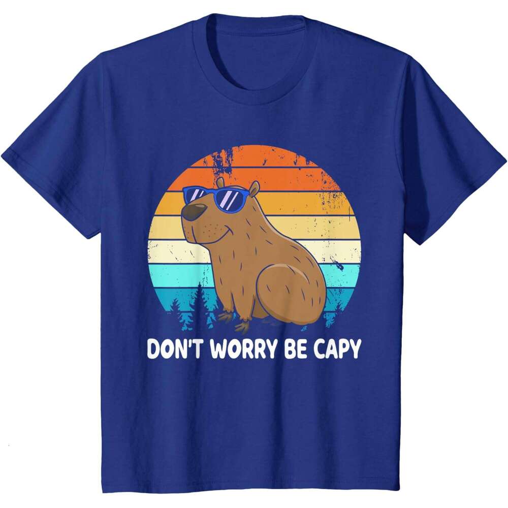 T shirt Mens Don't Worry Be Capy Distressed Capybara Styles Animal Lover T-Shirt shirts tshirt graphic tee Casual tops summer clothes Short sleev