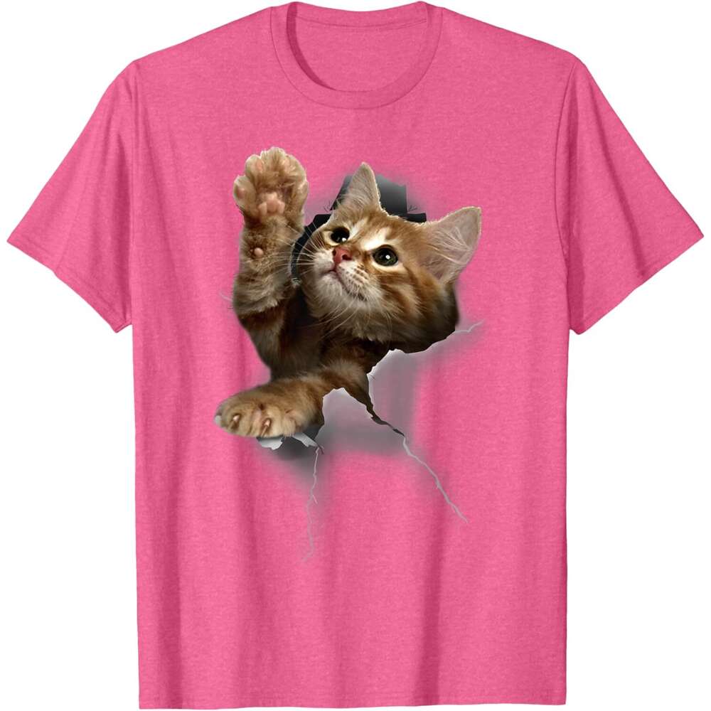 T shirt Mens Lovely Kitten Cracked Wall T-Shirt Cats Tee Shirt Gifts shirts tshirt graphic tee Casual tops summer clothes Short sleeve Free shipping