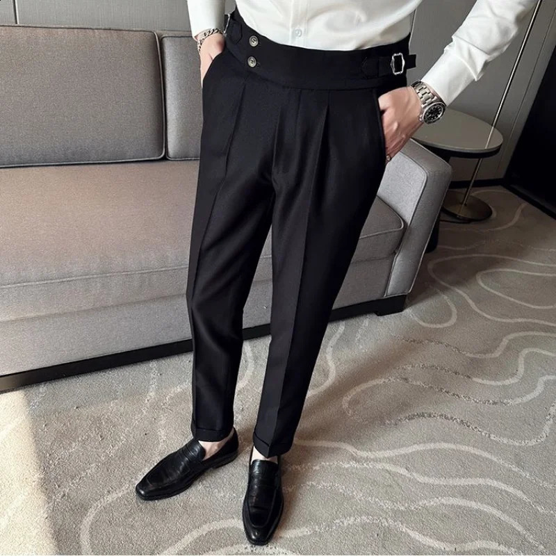 Casual Commuting Versatile Mens Clothing Splice Buttons Pocket Fashion High Waisted Solid Color Wide Leg Straight Leg Pants 240805