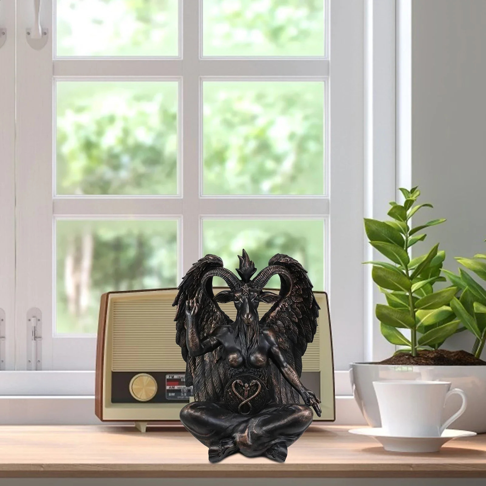 Satan Church Sabbath Goat Buffett Statue Mystery Idol Sculpture Plato Resin Craft Religious 240819