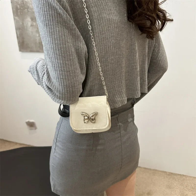 Metal Butterfly Womens Mini Shoulder Bag Fashion Chain Small Cross Body PU Leather Dinner Party Clutch Wallet 240805