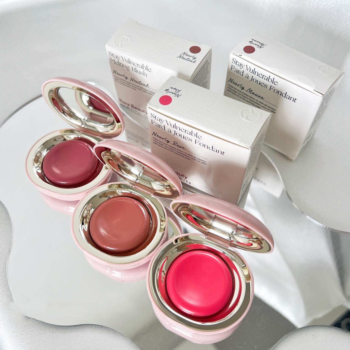 Rare Cream Beauty Natural Hydrating Pigmented 3 colors nearly neutral/mauve/rose Easiest to Apply Texture Soft Pinch Liquid Blush