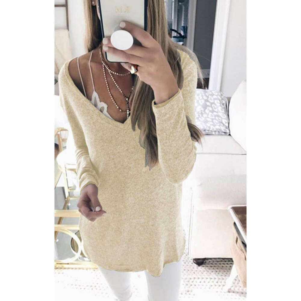 Autumn and Winter New Long Sleeved V-neck Knitted Sweater Top Womens Clothing Knit Sweater Designer Clothing Women Designer Sweater Sweater Designer L