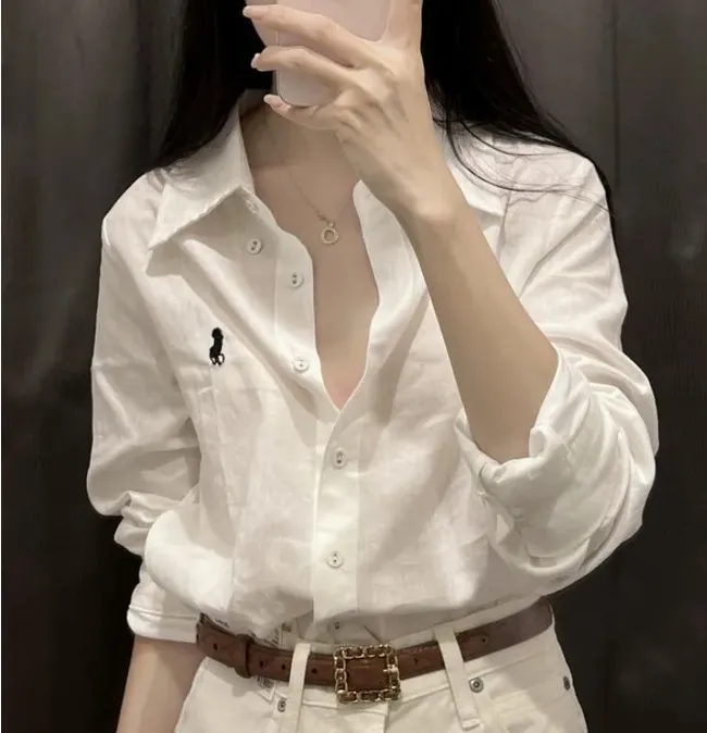 Designer Womens loose Blouses Long Sleeve Tops Femme pony Embroidery shirts women Fashion Classic Summer designer t shirt Casual shirt clothing CYG2408056F12