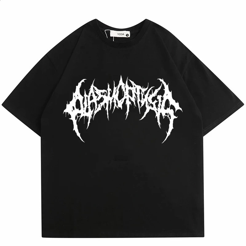 Men Tshirts Graphic Streetwear Hip Hop Goth Summer Y2K Print Harajuku Short Sleeve Cotton Tops Tees Oversized T-Shirt Clothing 240805
