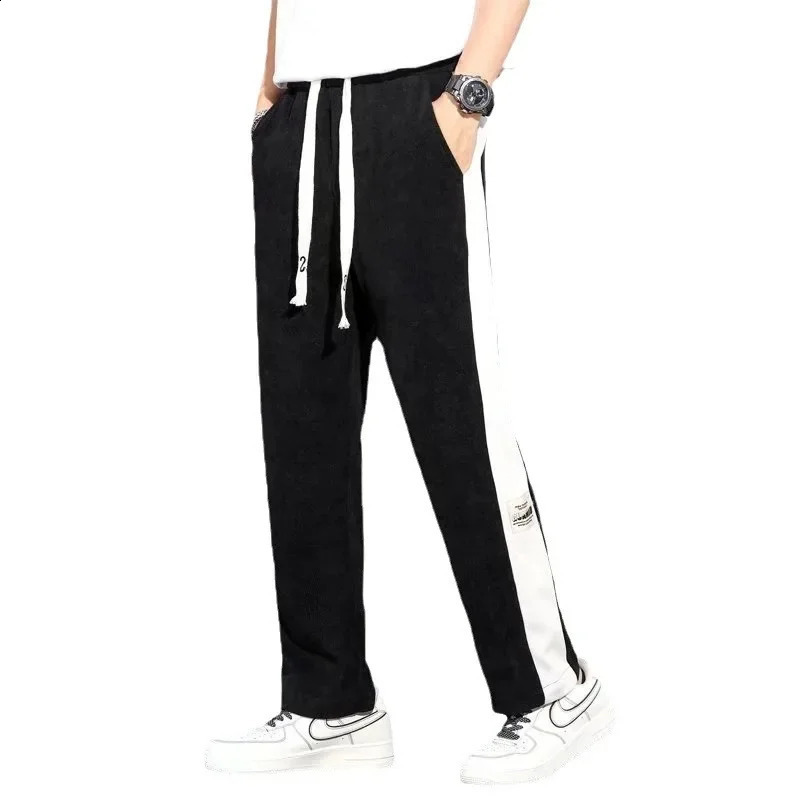 Mens Straight-leg Casual Pants Loose Fit Draped Korean Trendy Style Wide Leg White Summer Thinning Pants 240805