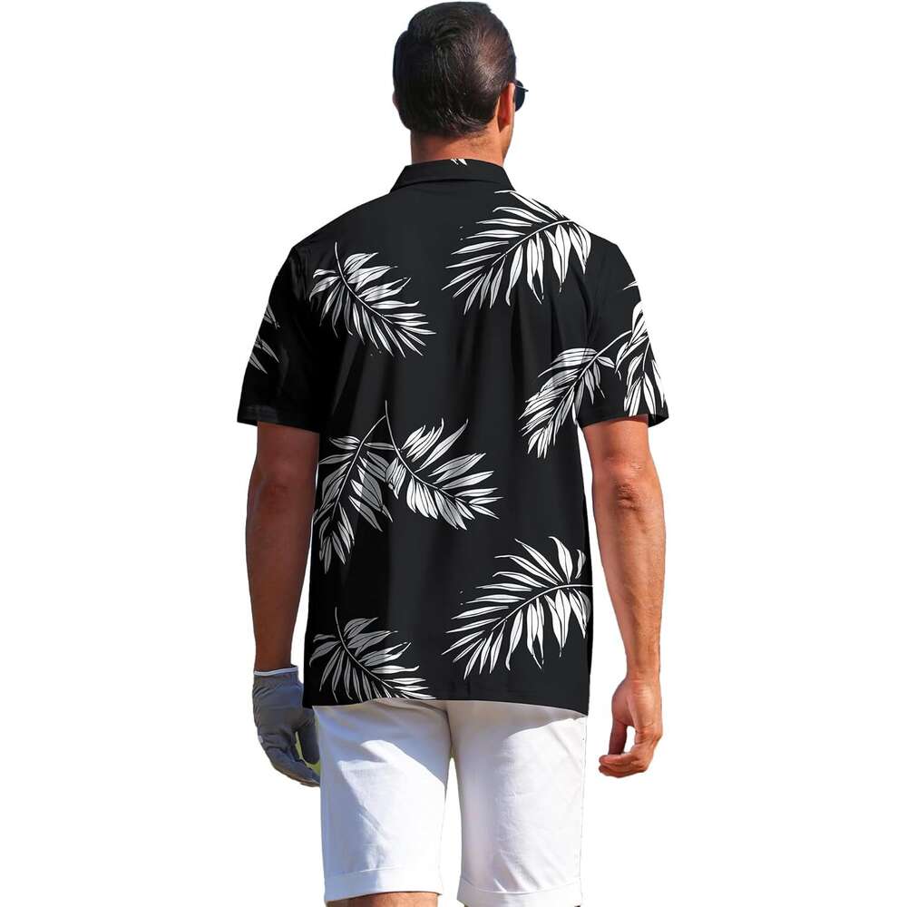 Fashion Mens Polo shirt Short Sleeve Moisture Wicking Hawaiian Tropical Stretch Golf Shirt Polos shirts tshirt Casual tops summer clothes Short sleeve