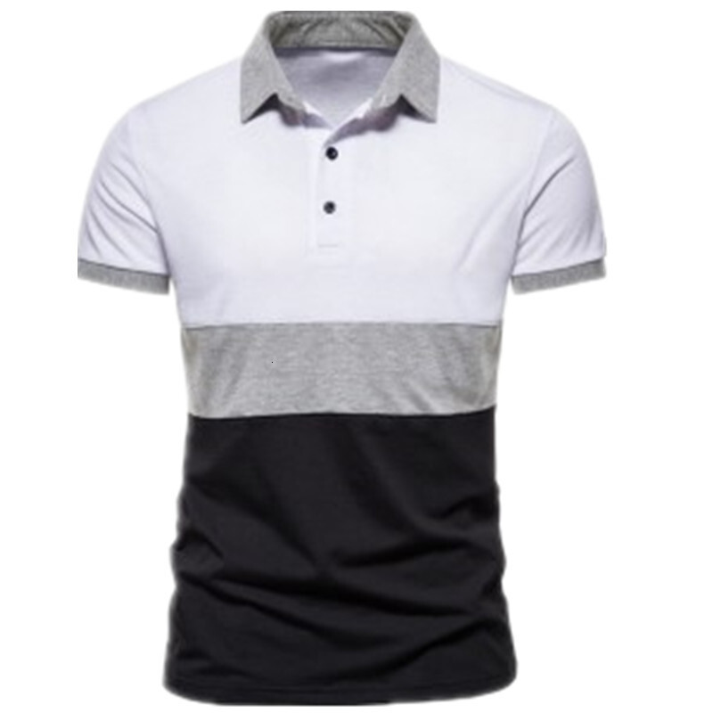 2023 summer short sleeved striped color matching polo shirt basic casual T-shirt men's clothing