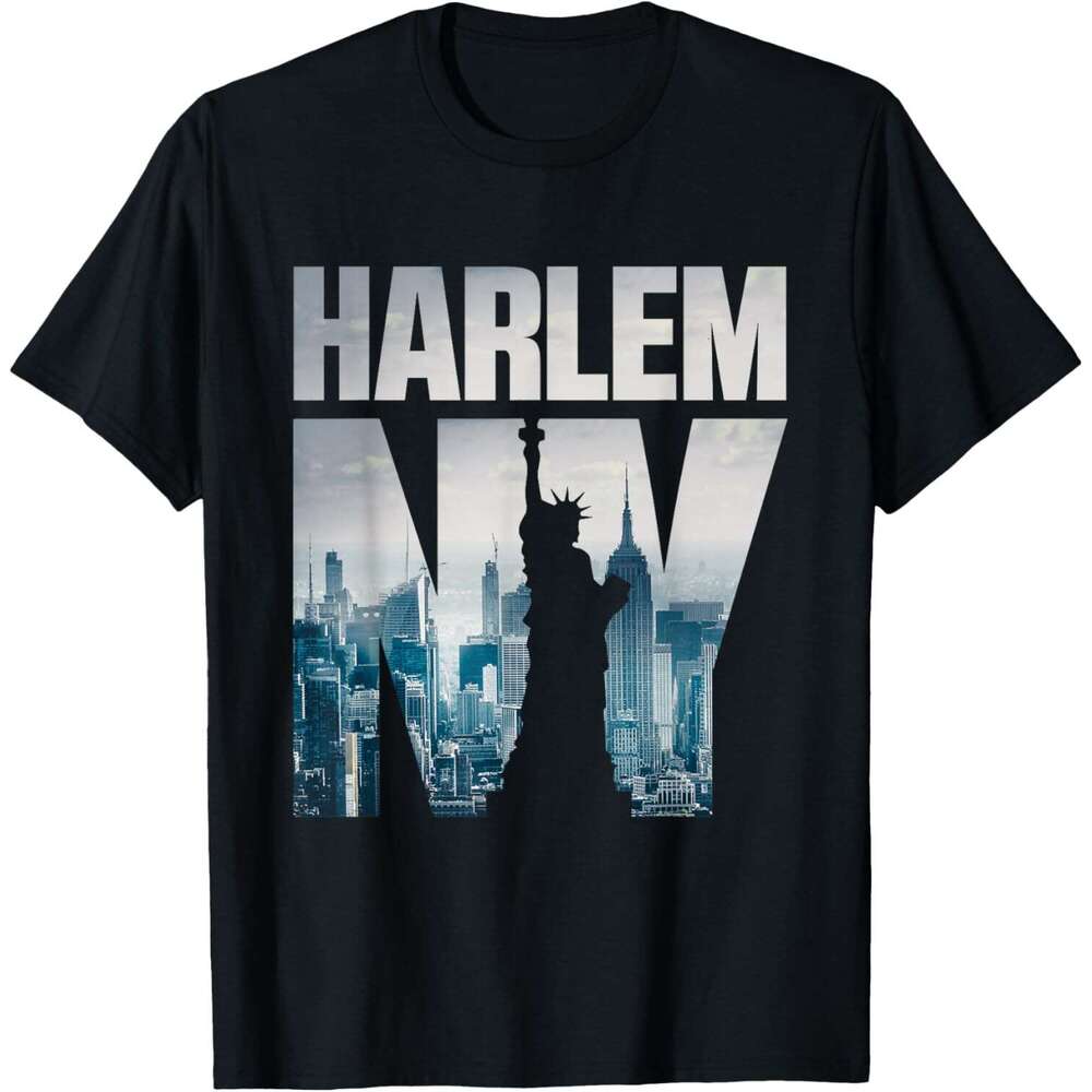 T shirt Mens Tee shirts, Harlem New York City Skyline Short Sleeve T-Shirt shirts tshirt graphic tee Casual tops summer clothes Short sleeve Free ship