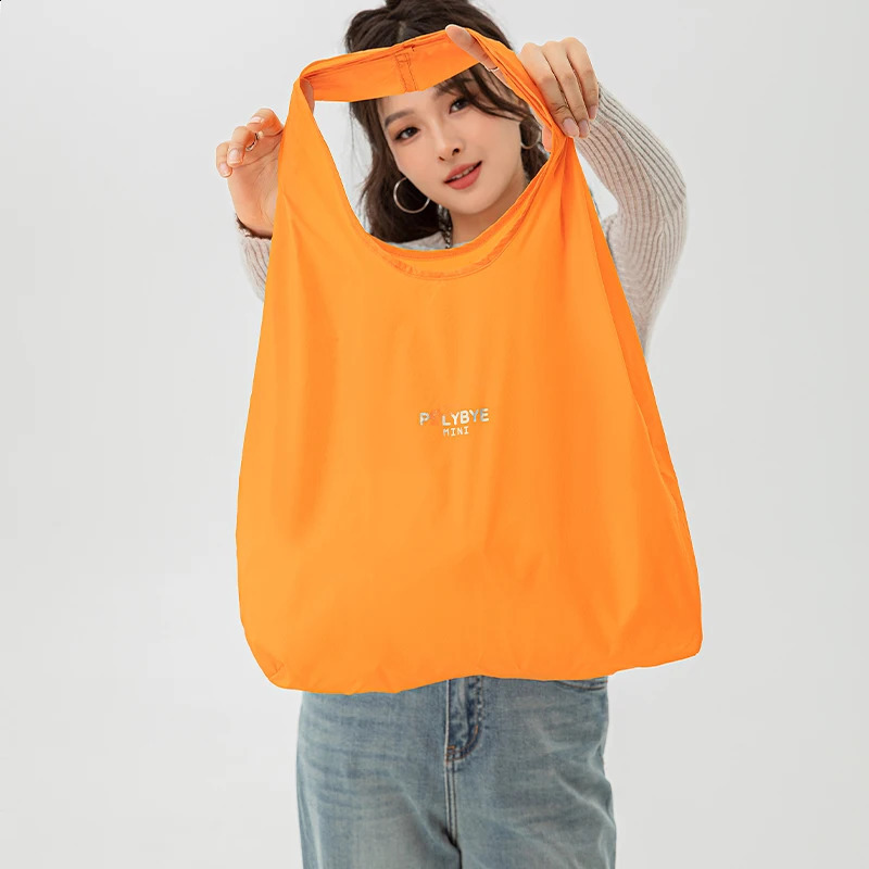 Polybye Nylon Foldable Reusable Shopping Bag Small Handbag Grocery Light High Quality Solid 240805