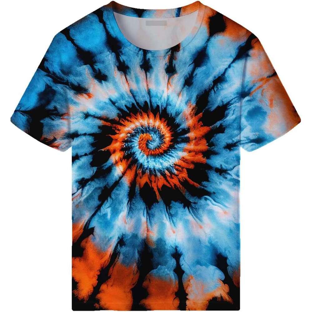 T shirt Mens Novelty Tie Dye Style T-Shirts for Men Spiral Streak Print Shirt with Short Sleeves tshirt graphic tee Casual tops summer clothes Short s