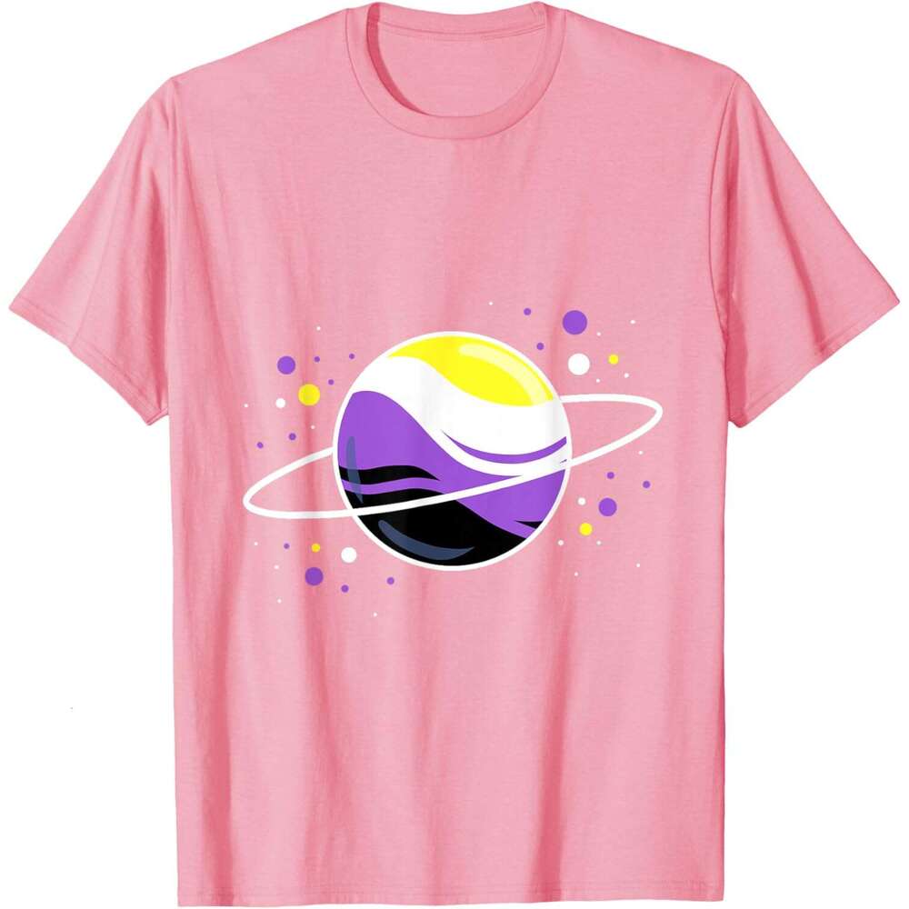T shirt Mens Outer Space Planet Nonbinary Pride T-Shirt shirts tshirt graphic tee Casual tops summer clothes Short sleeve Free shipping