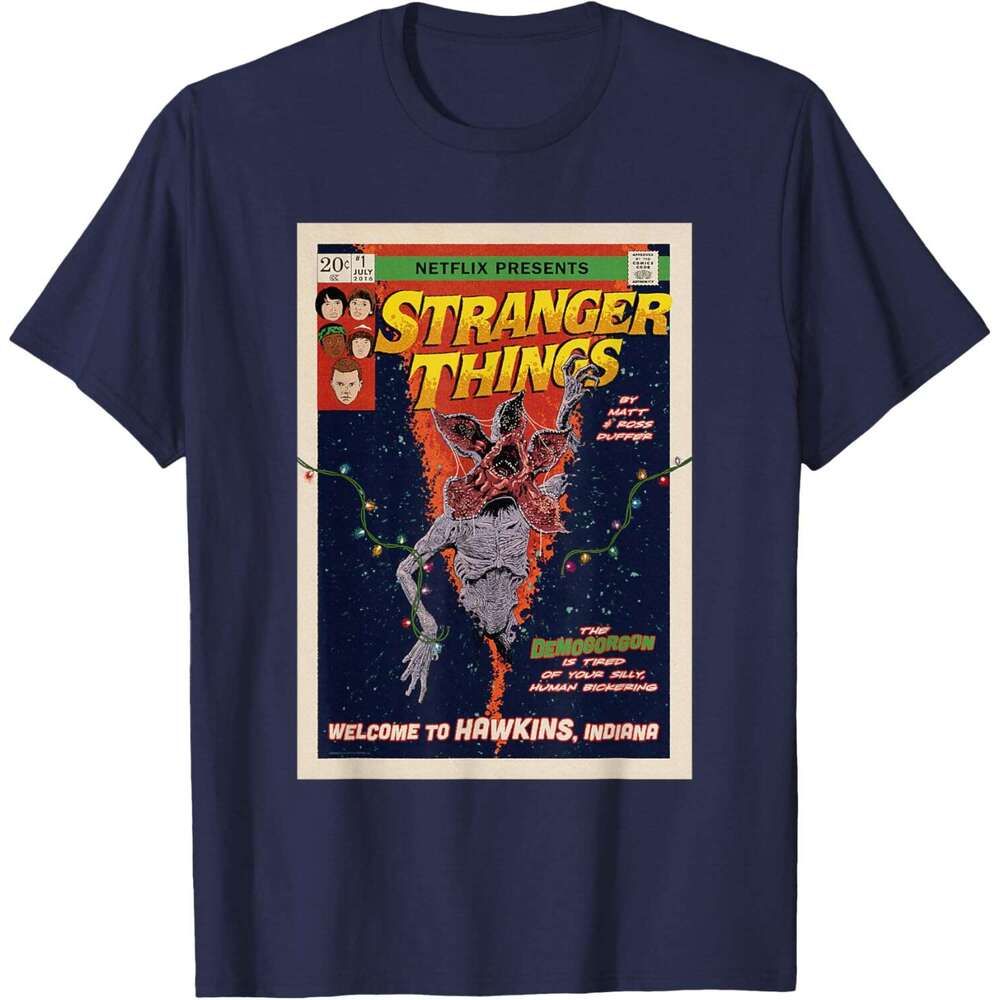 T shirt Mens Welcome To Hawkins Comic Cover T-Shirt shirts tshirt graphic tee Casual tops summer clothes Short sleeve Free shipping
