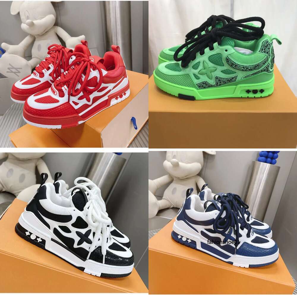 Designer Skate Sneaker Chaussures Men LuxuryTop Quality Sneaker Trainer Virgil Calfskin Lettre de haute qualité Superbles plate-forme en cuir Low