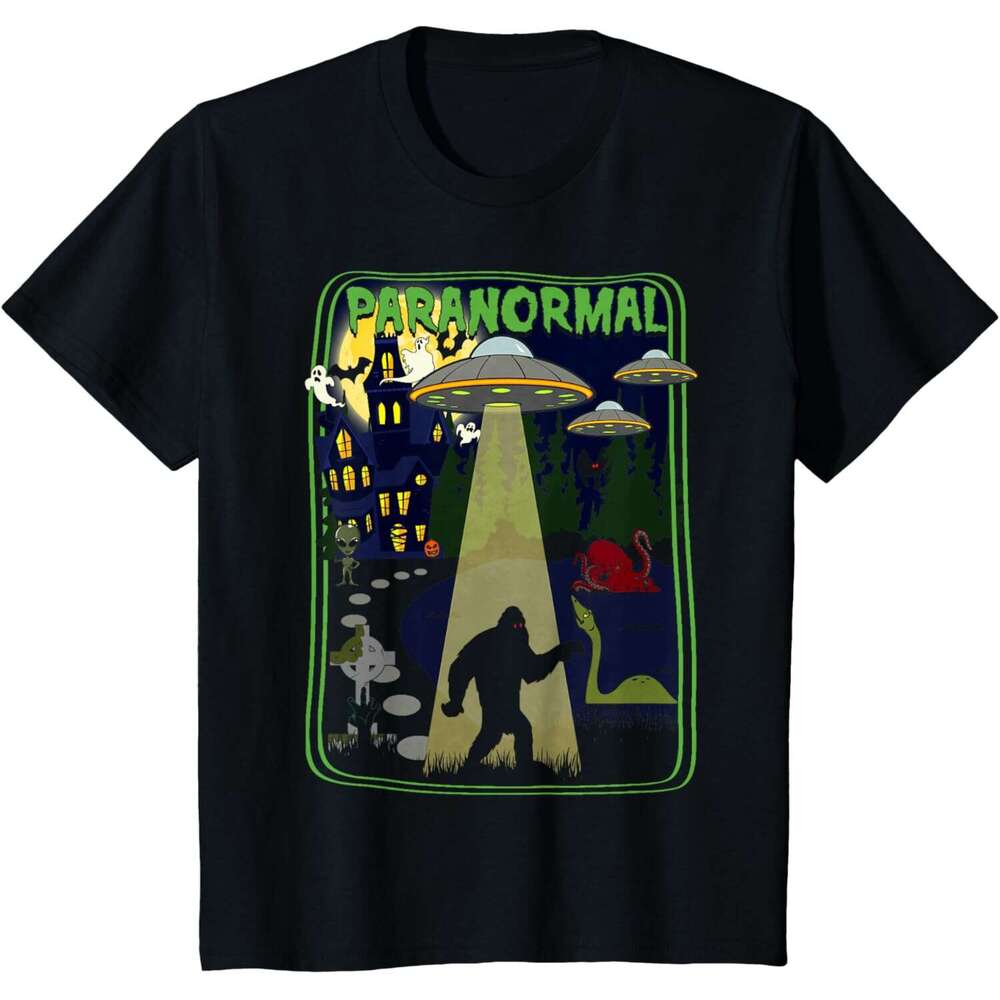 T shirt Mens Paranormal Bigfoot Loch Ness Mothman Aliens Funny Cryptid T-Shirt shirts tshirt graphic tee Casual tops summer clothes Short sleeve Free 