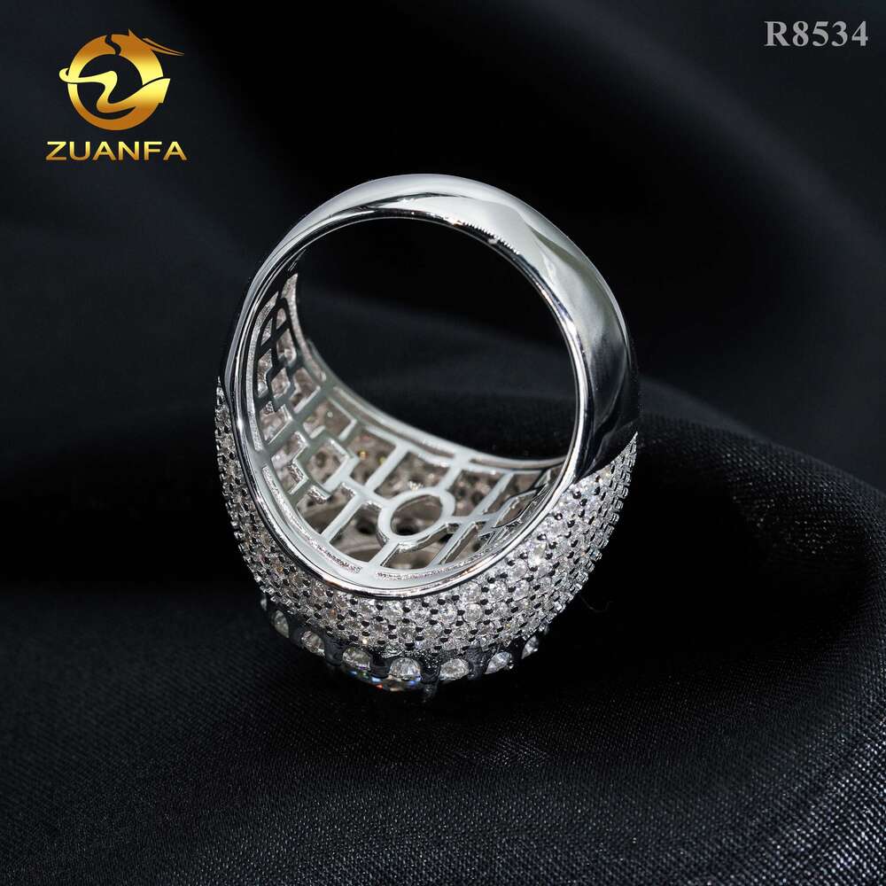 Top sale men diamond sterling sier iced out fine jewelry solitaire pave moissanite hip hop ring