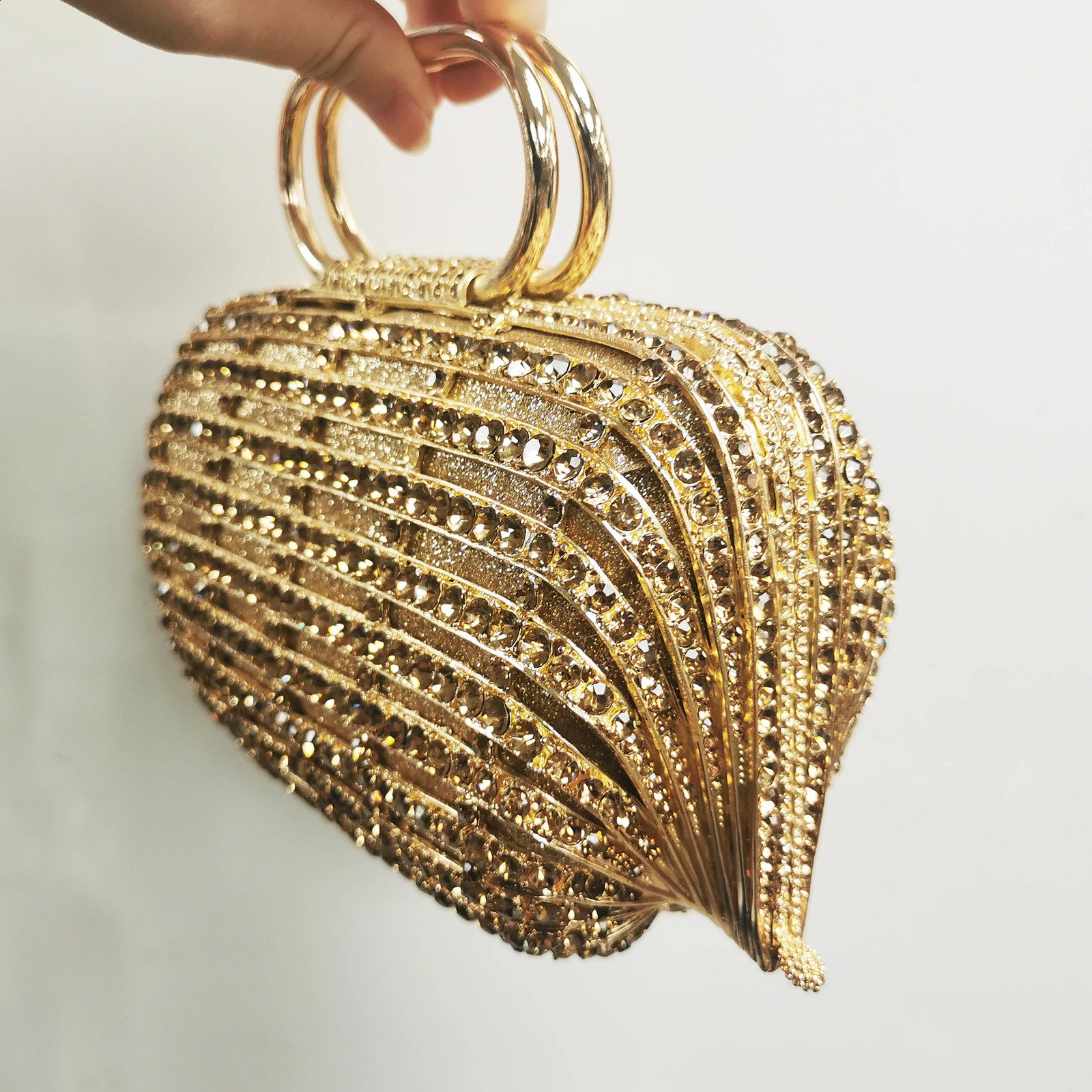 XIYUAN Womens Gold Crystal Evening Bag with Handle Bridal Diamond Elegance Banquet Handbag Wedding Dinner Party Wallet 240823