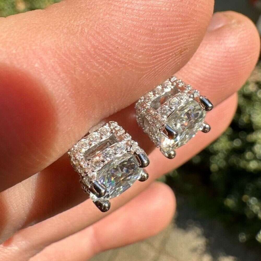 Wholesale Vvs Moissanite Round Cut Diamond Earring Factory Price Solid Gold Screw Back Hoop Stud Earrings Men Women