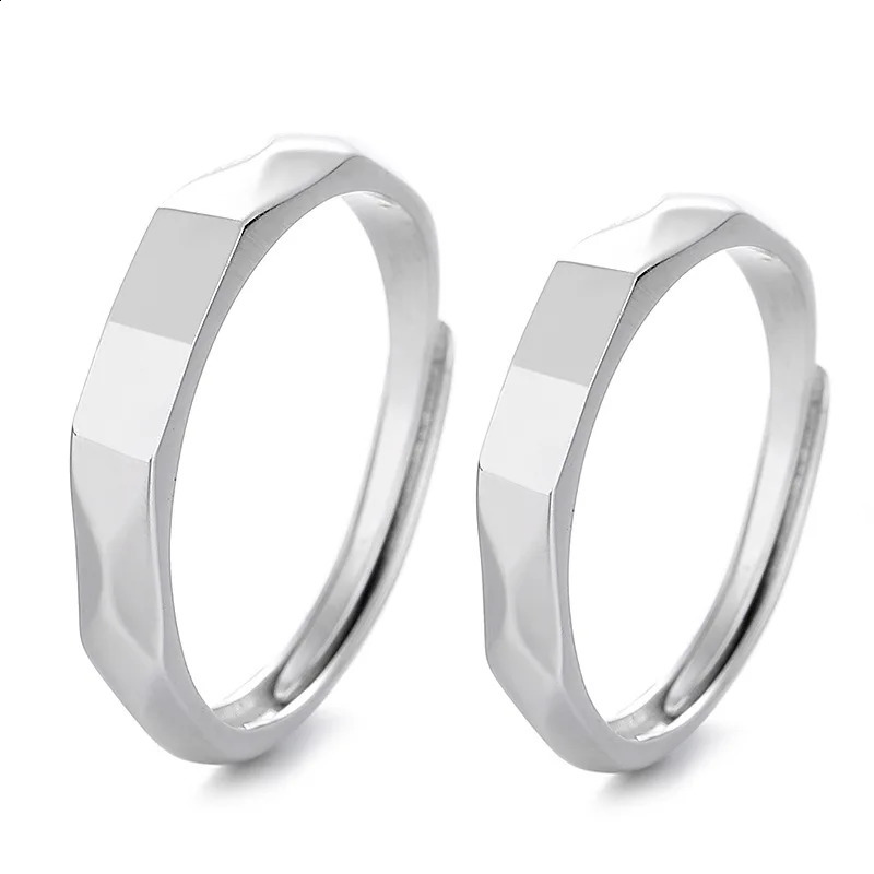Silver 925 Rings Light Reflect Show Love Shadow Cast Sculpted Overlap Open Adjustable Wedding Engagement Couple Jewelry Bride 240905
