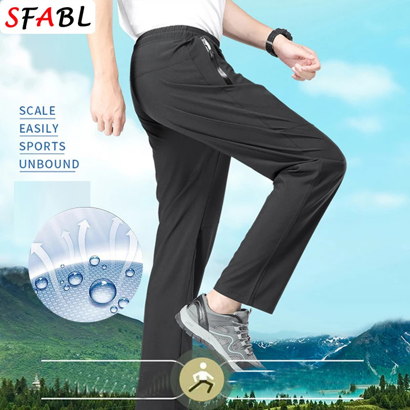 5XL High Stretch Outdoor Sport Hiking Pants Men Zipper Pockets Trousers Men Summer Thin Quick Dry Mens Pants Trekking Fishing 240805