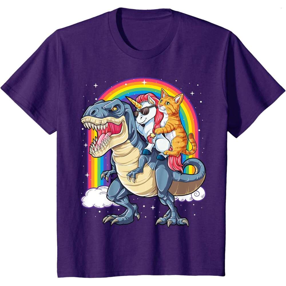 T shirt Mens Cat Unicorn Riding Dinosaur T rex Kitten Lover Space Galaxy T-Shirt shirts tshirt graphic tee Casual tops summer clothes Short sleeve
