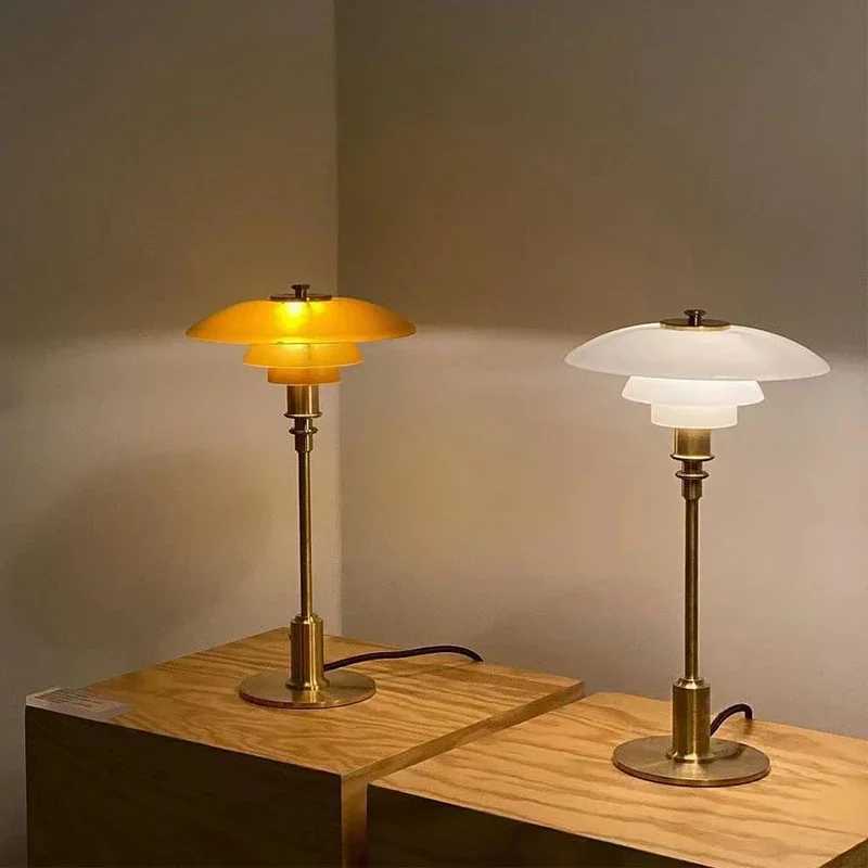 Danish Designer Nordic Glass Desk Lamp Retro Luxurious Living Room Bedroom Study Bedside Table Led Lights Modern Home DecorationM240731